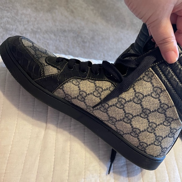Gucci GG Imprime High Top Crocodile Skin Leather/Canvas Shoes Men’s US 9.5 - Picture 4 of 13